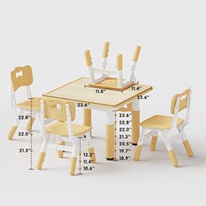 Brelley Kids Table and 4 Chairs Set, Height Adjustable Toddler Table and Chair Set, Graffiti Desktop, Classroom/Daycare/Home, Children Multi-Activity Table for Ages 2-10