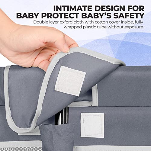 KAIZAAN Baby Playpen, Large Baby Play Yards Featuring Mesh Panels and Baby Gate Playpen, Playpen for Babies and Toddlers, Keep Your Little one Safe & Happy with Our Foldable PlayPin(Gray,50”×50”)