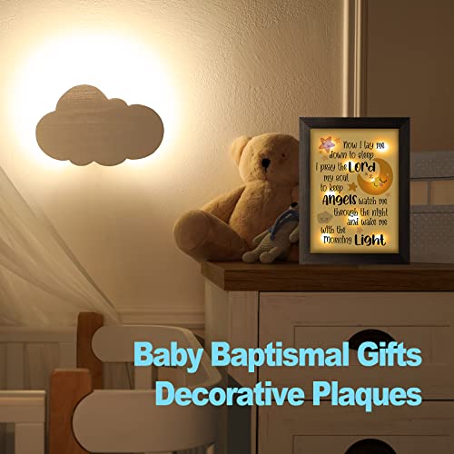 Baptism Gifts for Girl Boy - Baby Baptism Gifts for Girl Boy, Baby Christening Gifts for Girls and Boy, Nursery Decor Light Frame, Decorative Signs Plaques - Now I Lay Me Down to Sleep