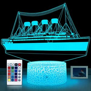 yaomylt titanic night light for kids led lights for bedroom with remote & touch control 16 colors changing bedside decor ship model lamp as girls& boys gifts ideas