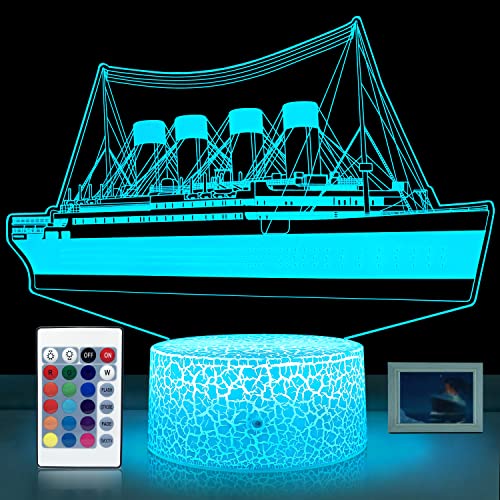 YAOMYLT Titanic Night Light for Kids Led Lights for Bedroom with Remote & Touch Control 16 Colors Changing Bedside Decor Ship Model Lamp as Girls& Boys Gifts Ideas