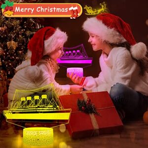 YAOMYLT Titanic Night Light for Kids Led Lights for Bedroom with Remote & Touch Control 16 Colors Changing Bedside Decor Ship Model Lamp as Girls& Boys Gifts Ideas