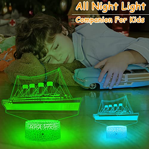 YAOMYLT Titanic Night Light for Kids Led Lights for Bedroom with Remote & Touch Control 16 Colors Changing Bedside Decor Ship Model Lamp as Girls& Boys Gifts Ideas