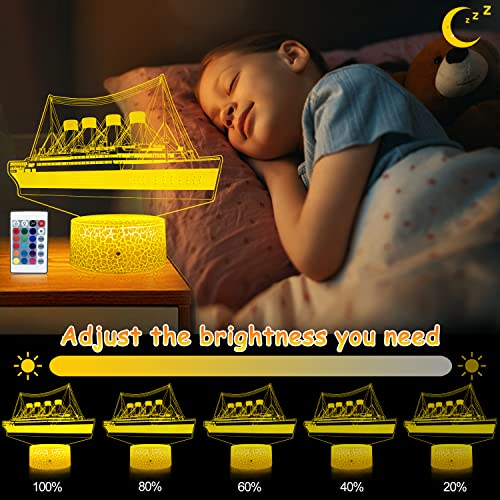 YAOMYLT Titanic Night Light for Kids Led Lights for Bedroom with Remote & Touch Control 16 Colors Changing Bedside Decor Ship Model Lamp as Girls& Boys Gifts Ideas