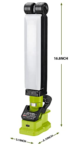 Gerttilyon 30W LED Work Light for Ryobi 18v Battery Cordless 270 Degree Rotating LED Work Light with Integrated Mounting Hooks for Car Repairing,Camping,Emergency and Job Site Lighting