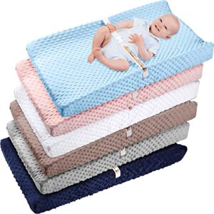 6 pack changing pad cover unisex ultra soft minky dots fabric plush changing table covers breathable wipeable changing table sheets suit for baby boy and girl fit 32'' x 16" contoured pad