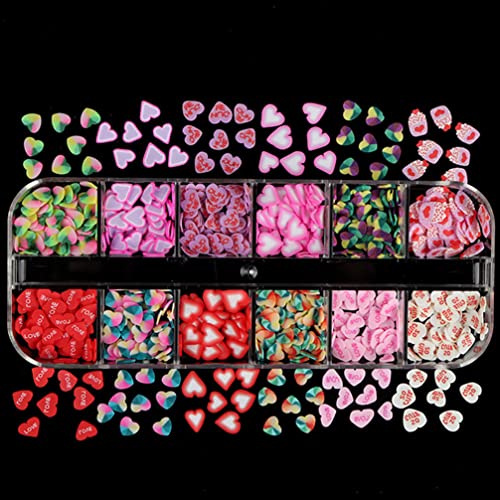 Heart Glitter Sequins for Valentine's Day Nail Art, 3D Heart Shape Candy Colors Nail Sequins Nail Glitter Flakes Charms DIY Designs Manicure Tool Nail Decorations Accessories