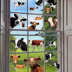 runtoo funny cow wall decal peeking animal stickers window clings for kids bedroom nursery farmhouse wood decor