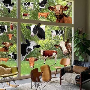 Runtoo Funny Cow Wall Decal Peeking Animal Stickers Window Clings for Kids Bedroom Nursery Farmhouse Wood Decor