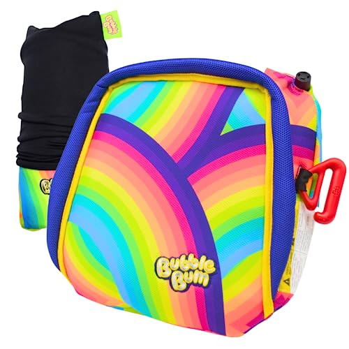 BubbleBum Inflatable Travel Booster Seat for Car, Portable Booster Seat for Car - Backless, Foldable & Narrow Slim Fit -Travel Car Seat for Kids 40-100 lbs - Rainbow