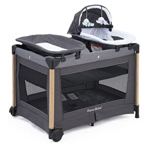 pamo babe deluxe baby playard with foldable mattress, large changing table，detachable childcare center (black)