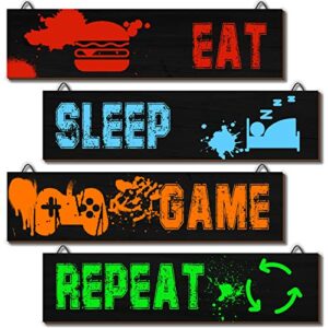 chuniff 4 pieces gamer room décor, gaming décor for boys room, video game room wall decoration for boys, 11.8 * 3 inches
