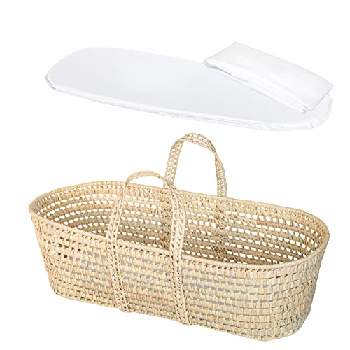 Baby Wicker Moses Basket, Natural Look Baby Basket - Baby Carrier with Mattress and Sheet