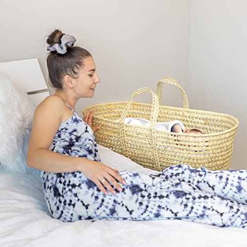 Baby Wicker Moses Basket, Natural Look Baby Basket - Baby Carrier with Mattress and Sheet