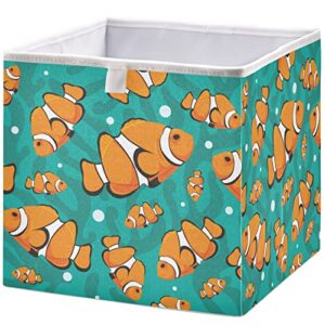 visesunny closet baskets sea fish storage bins fabric baskets for organizing shelves foldable storage cube bins for clothes, toys, baby toiletry, office supply
