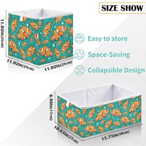 visesunny Closet Baskets Sea Fish Storage Bins Fabric Baskets for Organizing Shelves Foldable Storage Cube Bins for Clothes, Toys, Baby Toiletry, Office Supply