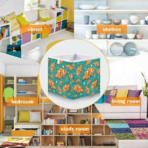 visesunny Closet Baskets Sea Fish Storage Bins Fabric Baskets for Organizing Shelves Foldable Storage Cube Bins for Clothes, Toys, Baby Toiletry, Office Supply