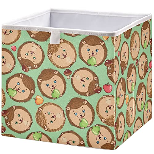 visesunny Closet Baskets Hedgehog with Apple Storage Bins Fabric Baskets for Organizing Shelves Foldable Storage Cube Bins for Clothes, Toys, Baby Toiletry, Office Supply