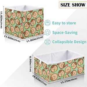 visesunny Closet Baskets Hedgehog with Apple Storage Bins Fabric Baskets for Organizing Shelves Foldable Storage Cube Bins for Clothes, Toys, Baby Toiletry, Office Supply