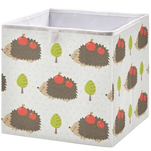 visesunny closet baskets storage bins hedgehog cute animal fabric baskets for organizing shelves foldable storage cube bins for clothes, toys, baby toiletry, office supply