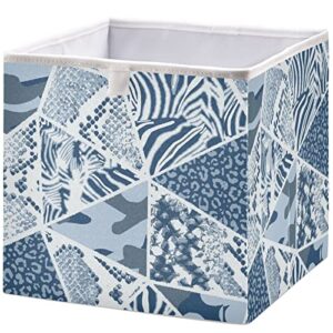 visesunny closet baskets animal skin pattern mosaic style storage bins fabric baskets for organizing shelves foldable storage cube bins for clothes, toys, baby toiletry, office supply