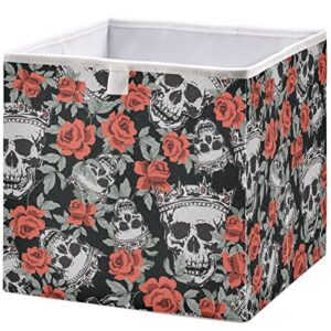 visesunny closet baskets grunge human skulls storage bins fabric baskets for organizing shelves foldable storage cube bins for clothes, toys, baby toiletry, office supply