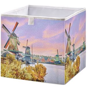 visesunny closet baskets windmill in the suburbs of amsterdam storage bins fabric baskets for organizing shelves foldable storage cube bins for clothes, toys, baby toiletry, office supply