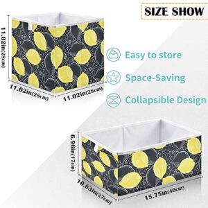 visesunny Closet Baskets Lemon Blossom Storage Bins Fabric Baskets for Organizing Shelves Foldable Storage Cube Bins for Clothes, Toys, Baby Toiletry, Office Supply