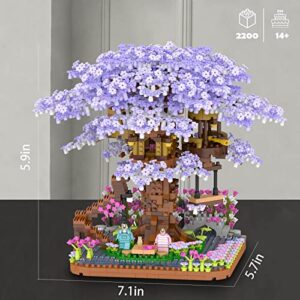 Vziimo Cherry Blossom Bonsai Tree Building Set, Sakura Tree House Model Sets for Adults, 2200Pcs Mini Micro Bricks Collectible Creative Gift for Teens Girls Boys 14+