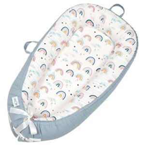 DHZJM Baby Lounger Cover,Ultra Soft 100% Cotton & Breathable Machine Washable, Strong Zipper, Adjustable Size -Newborn Must Have Essentials Baby Registry Search(Rainbow)