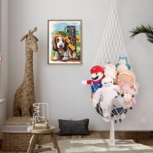 Svepndic 2 Packs Boho Stuffed Animal Net Hammock Macrame Hanging Toy Hammock Organizer Plush Toys Holder Stuffed Animal Holder Hanging Net for Bedroom