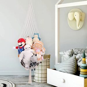 Svepndic 2 Packs Boho Stuffed Animal Net Hammock Macrame Hanging Toy Hammock Organizer Plush Toys Holder Stuffed Animal Holder Hanging Net for Bedroom