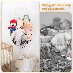 Svepndic 2 Packs Boho Stuffed Animal Net Hammock Macrame Hanging Toy Hammock Organizer Plush Toys Holder Stuffed Animal Holder Hanging Net for Bedroom