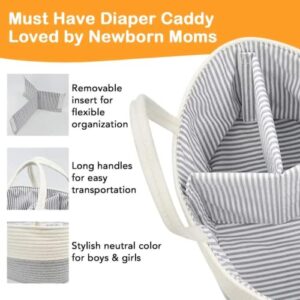 Zuli Diaper Caddy Organizer for Baby, Cotton Rope Diaper Basket Caddy, Changing Table Diaper Storage Caddy, Baby Baskets for Storage, Baby Shower Gifts for Newborn