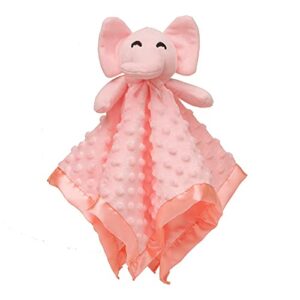 pink baby elephant security blanket baby stuffed elephant toy lovie blanket for infant boys and girls baby comforting elephant blanket for newborns 16in