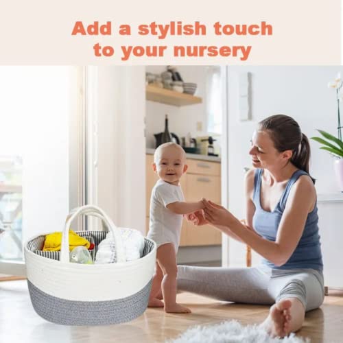 Cotton Rope Baby Changing Basket with Soft Baby Changing pad Extra Travel Diaper Changing Table Topper Boho Nursery Decor