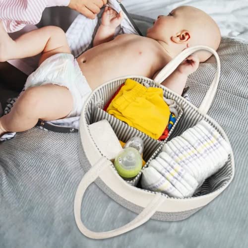 Cotton Rope Baby Changing Basket with Soft Baby Changing pad Extra Travel Diaper Changing Table Topper Boho Nursery Decor