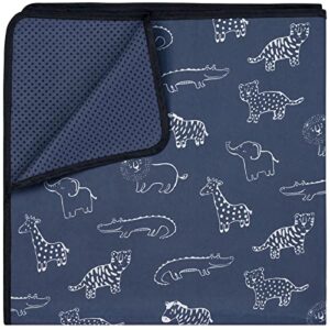 baby splat mat for under high chair, 51 x 51 inch splash mat, waterproof and washable spill mat, anti-slip floor protector, safari animals