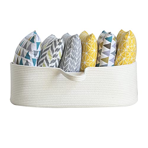 ICEBLUE HD Super Large Cotton Rope Nursery Basket Liners, Doll Basket, Kids Toys Storage,Jumbo Basket Organizer for Blankets,Pillows(Beige)