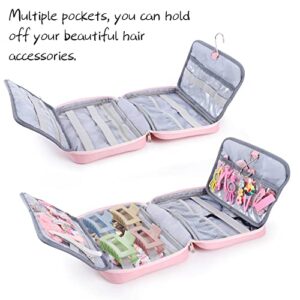 ZIORS Baby Girl Hair Accessories Storage Organizer Bag,Hair Tie Organizer Large Capacity Hair Bows Clip Hanging Organizer with Multi-Compartments