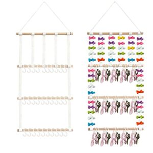 headband holder bow holder jewelry organizer for girls，bow organizer with 30 pcs s-hook，headband organizer for hangable toys,nursery closet