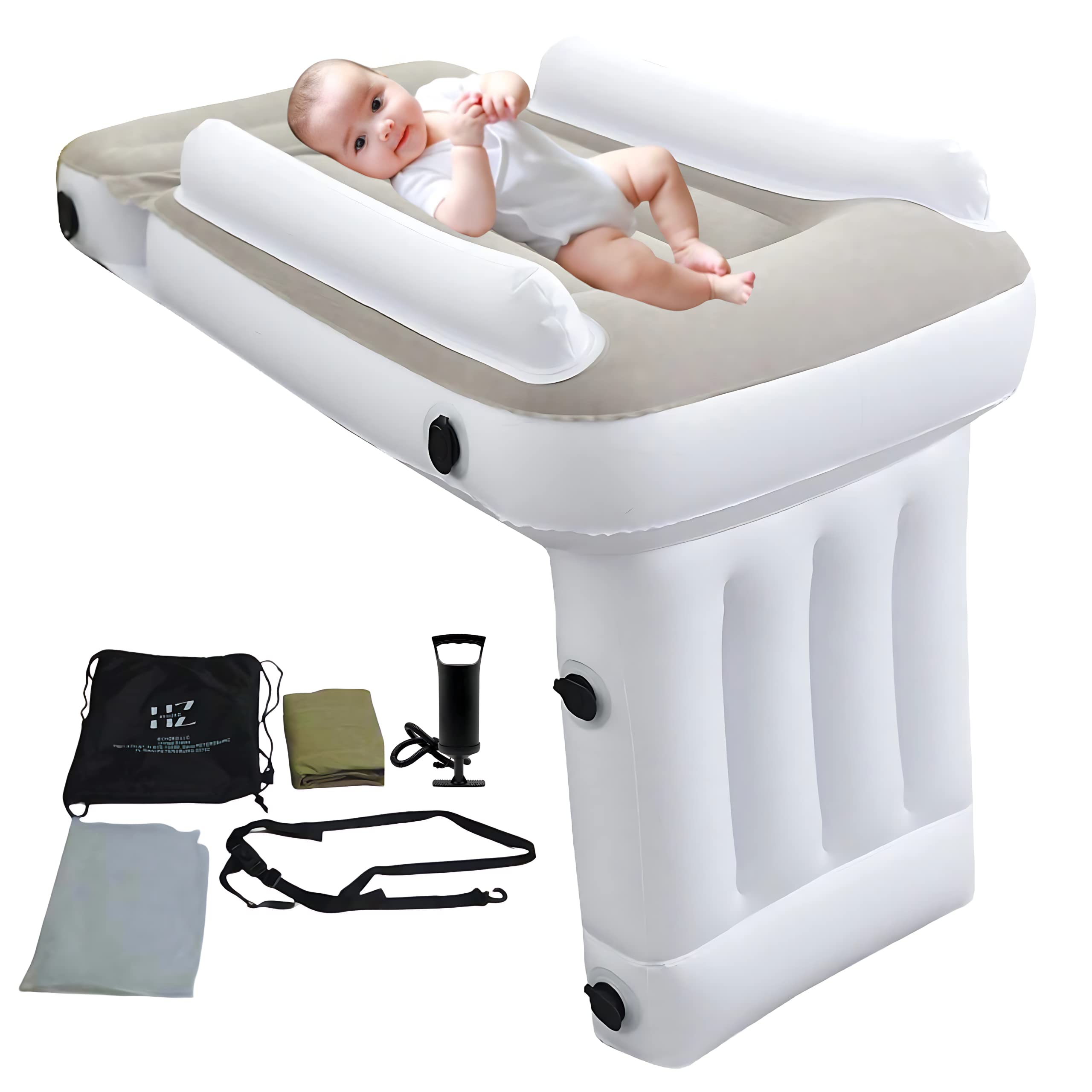 ECHZED - Inflatable Airplane Bed for Kids, Baby - Infant - Toddler Travel Bed with Hand Pump