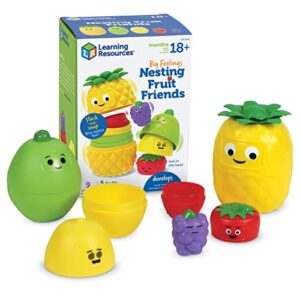 learning resources big feelings nesting fruit friends, 9 pieces, ages 18+ months, social emotional learning toys, sensory toys, speech therapy materials
