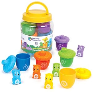 learning resources snap-n-learn surprise squirrels, 15 pieces, ages 18 months+, fine motor skills toys, colors and numbers recognition, learning & education toys, baby and toddler toys