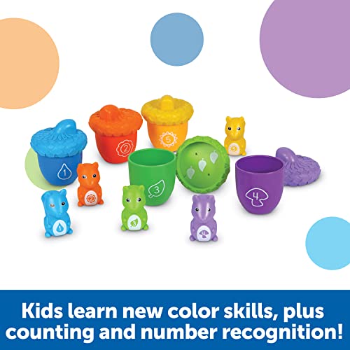 Learning Resources Snap-n-Learn Surprise Squirrels, 15 Pieces, Ages 18 Months+, Fine Motor Skills Toys, Colors and Numbers Recognition, Learning & Education Toys, Baby and Toddler Toys