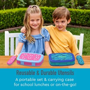 Bentgo® Kids Utensil Set - Reusable Plastic Fork, Spoon & Storage Case - BPA-Free Materials, Easy-Grip Handles, Dishwasher Safe - Ideal for School Lunch, Travel, & Outdoors (Dinosaur)
