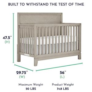 Evolur Lourdes 5-in-1 Convertible Crib in Porcini, Greenguard Gold and JPMA Certified, Easy to Clean, Maintain and Assemble, Made of Hardwood, Wooden Nursery Furniture