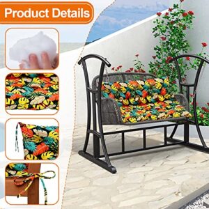JYSXAD Swing Cushions Replacement Outdoor Porch Swing Cushions with Ties 2-3 Seater Garden Bench Cushions Rocking Chair Cushions Waterproof Seat Pad Cushion for Patio Swing (60x40 in, A)