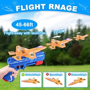 6 Pack Airplane Launcher Toy,7.4" F-35 Foam LED Catapult Plane with 6 Stickers for Kids Outdoor Flying Toys Birthday Gifts for 4 5 6 7 8 9 10 12 Year Old Boys Girls