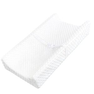 yening mini baby diaper changing pad for dresser top with cover 27" x 16", waterproof lining small foam contoured changing table pads topper white